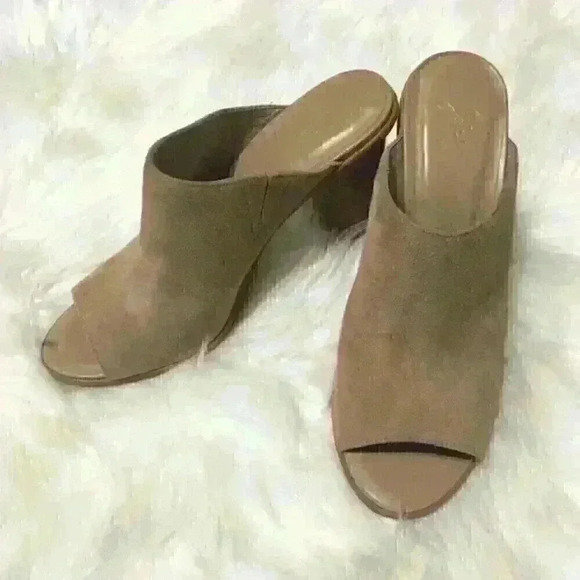 Joie Shoes - Joie Clementine nude suede mules stacked heels sz 39.5 (9.5)